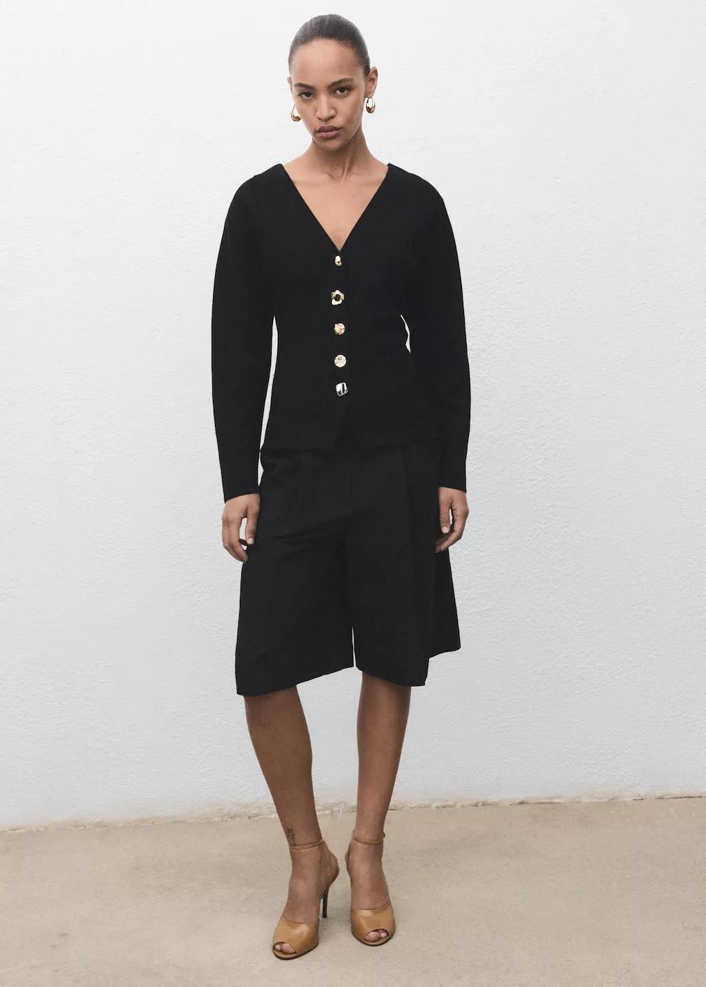 BLACK Knitted jacket with jewel buttons, , large image number 1