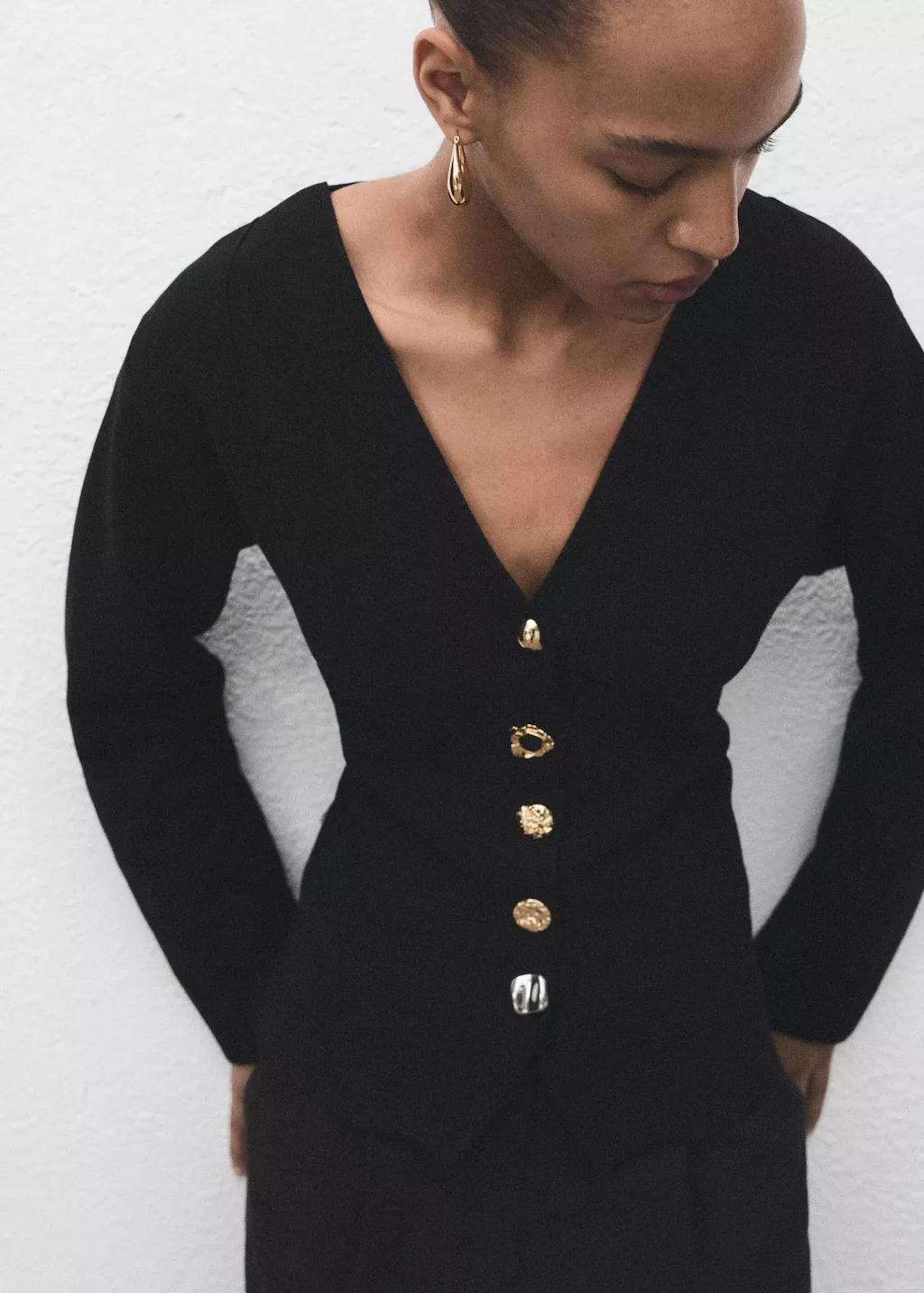 BLACK Knitted jacket with jewel buttons, 0201_99, large image number 1