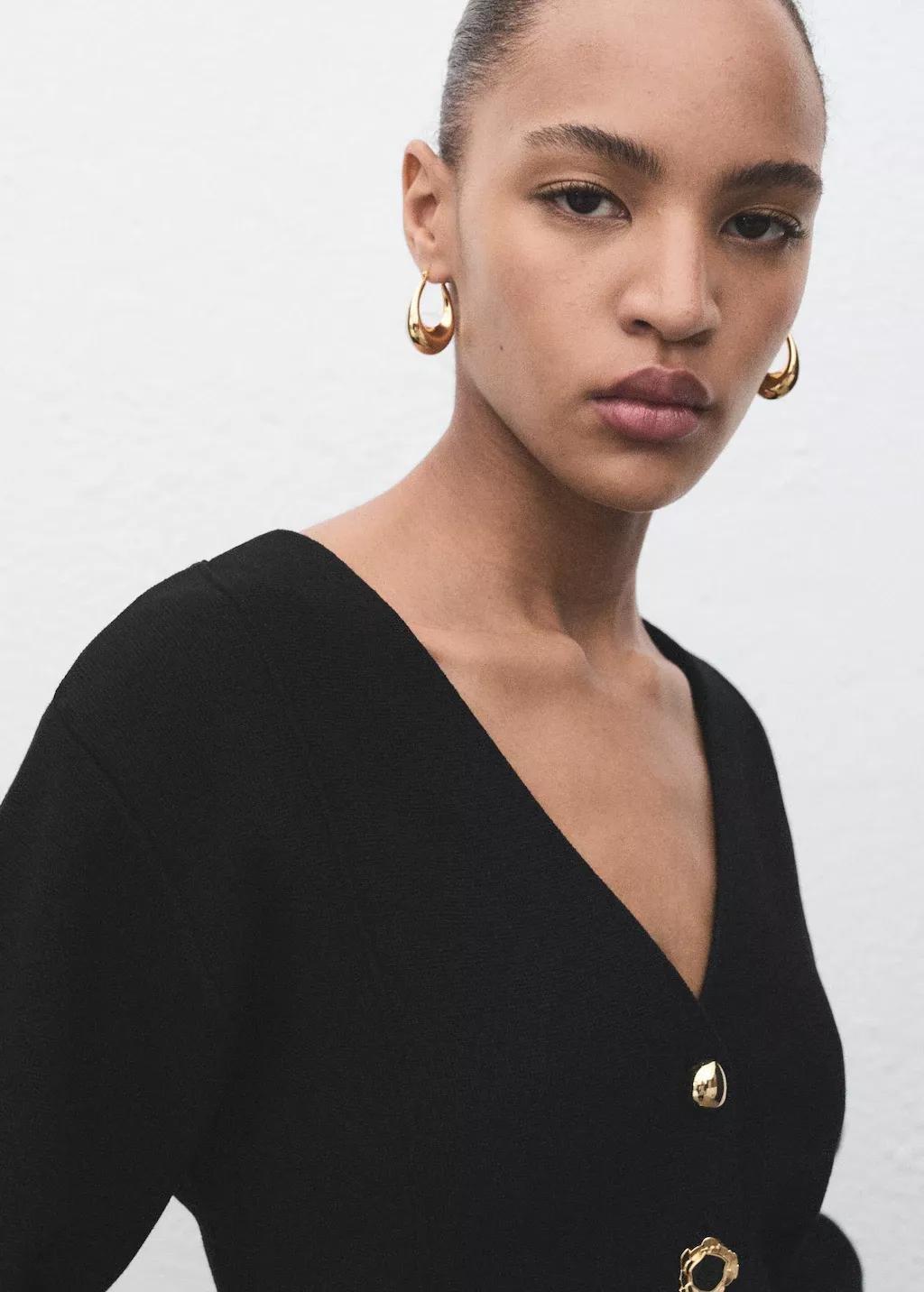 BLACK Knitted jacket with jewel buttons, 0201_99, large image number 3