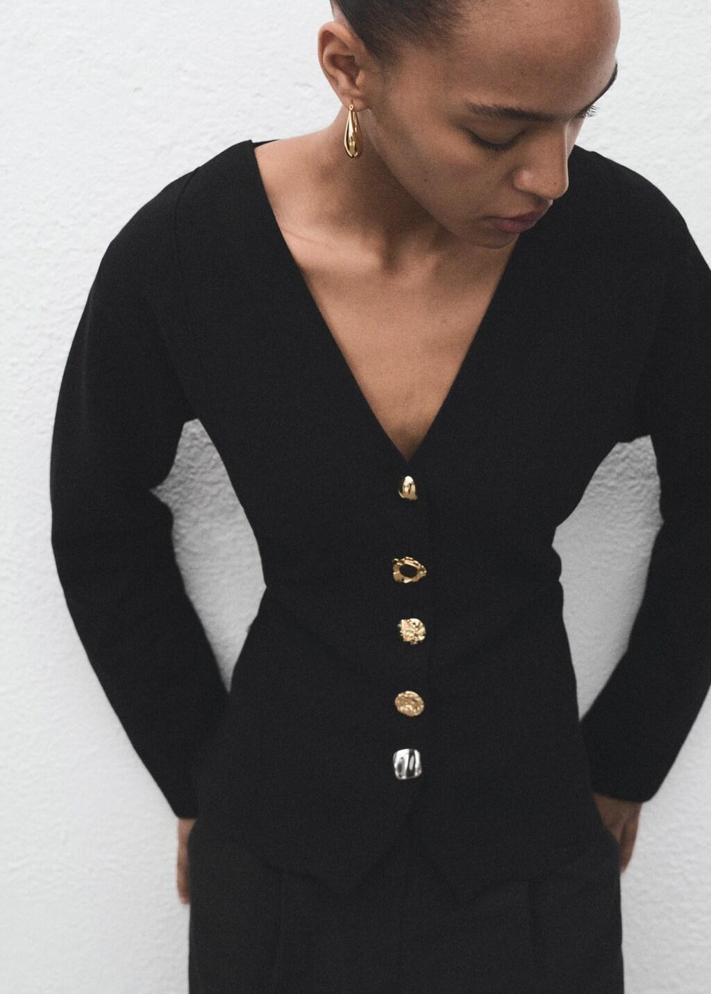 BLACK Knitted jacket with jewel buttons, , large image number 7