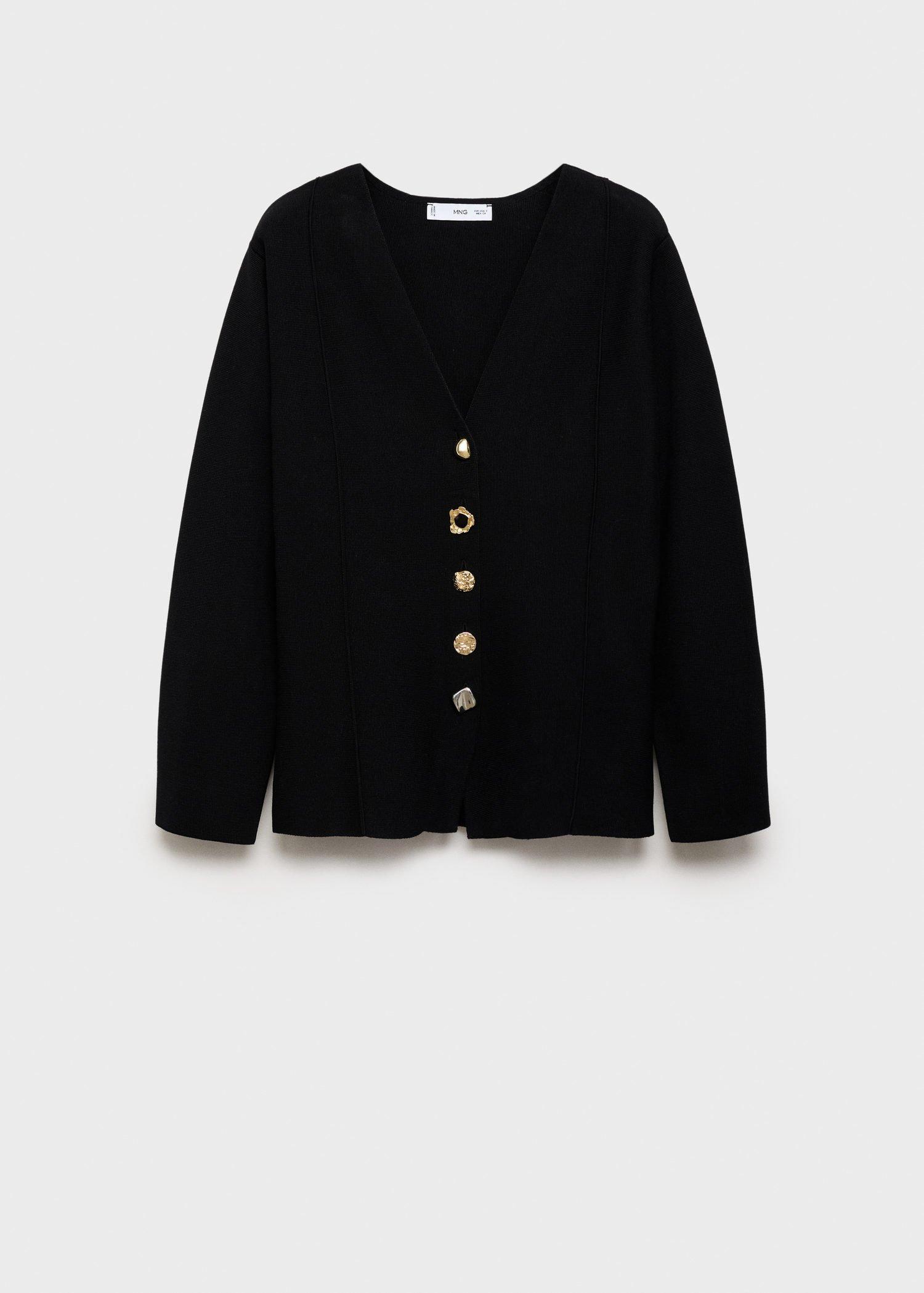 BLACK Knitted jacket with jewel buttons, , large image number 10