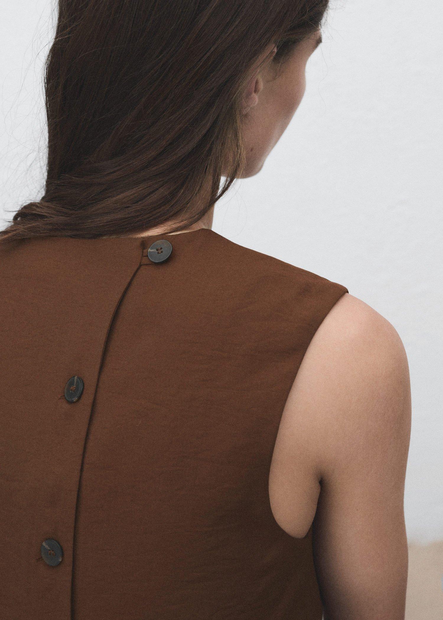 Brown Buttoned Crop Top, , large image number 2