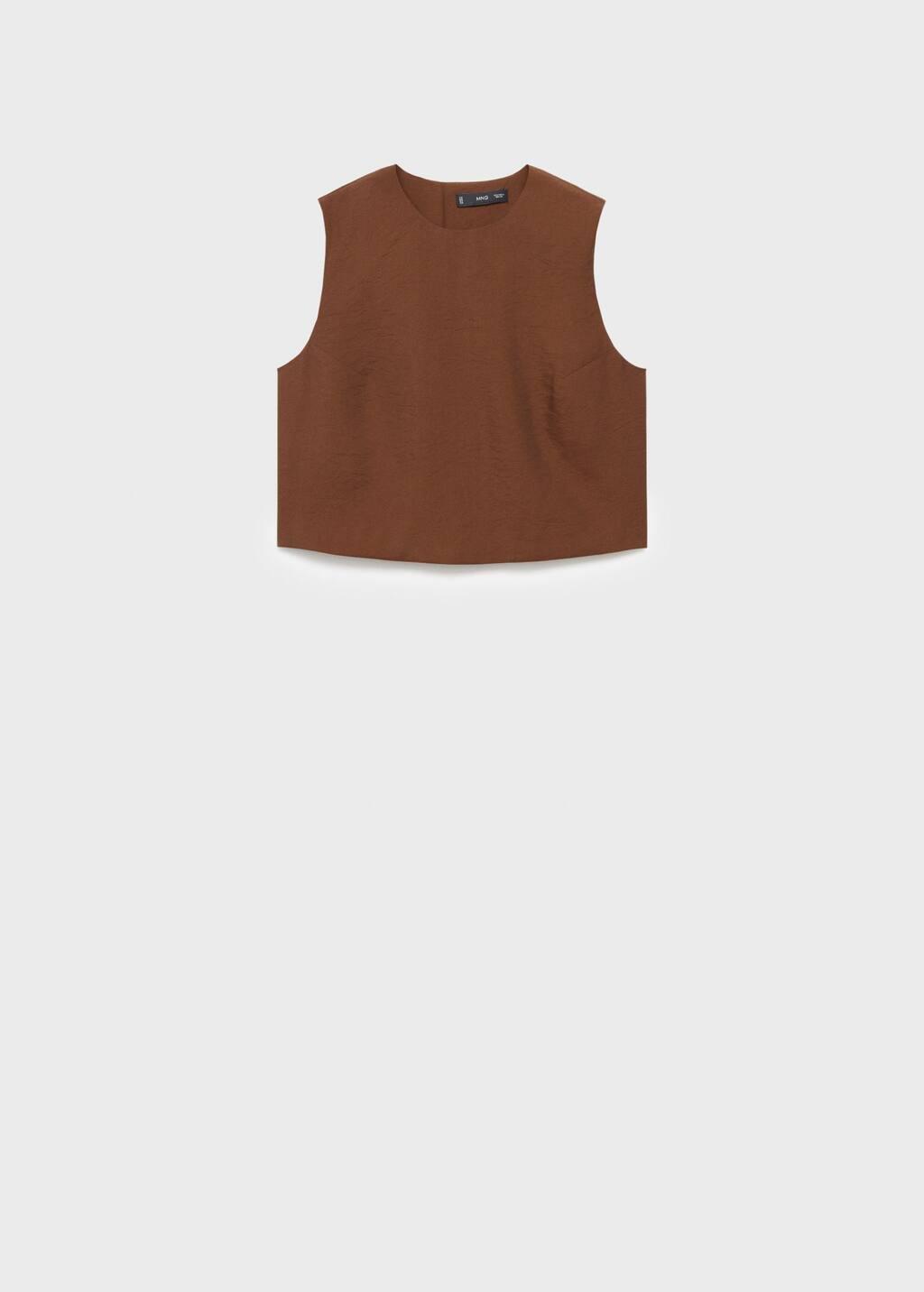 Brown Buttoned Crop Top, Brown, medium