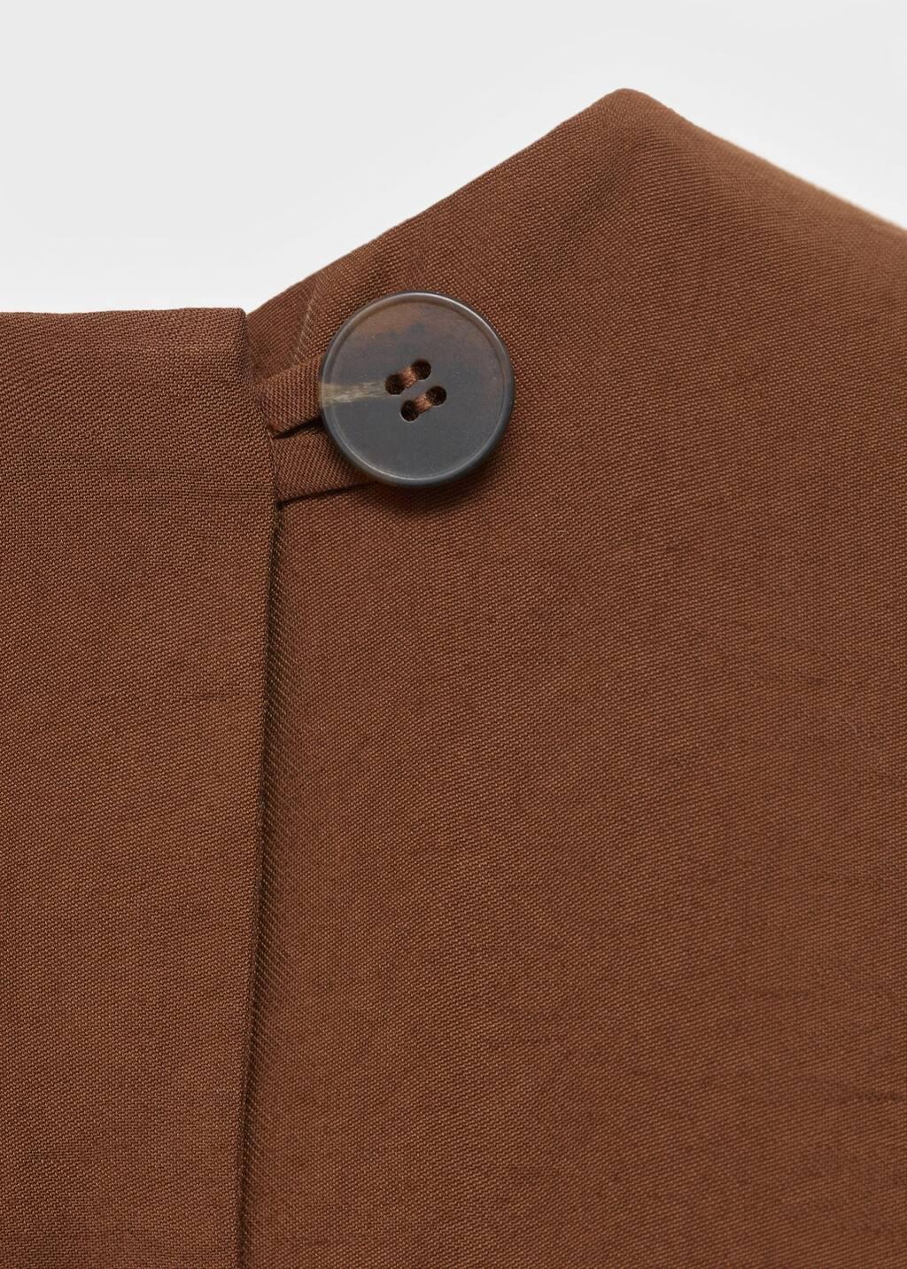 Brown Buttoned Crop Top, Brown, medium