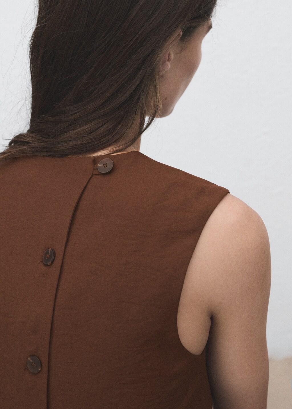 Brown Buttoned Crop Top, Brown, medium