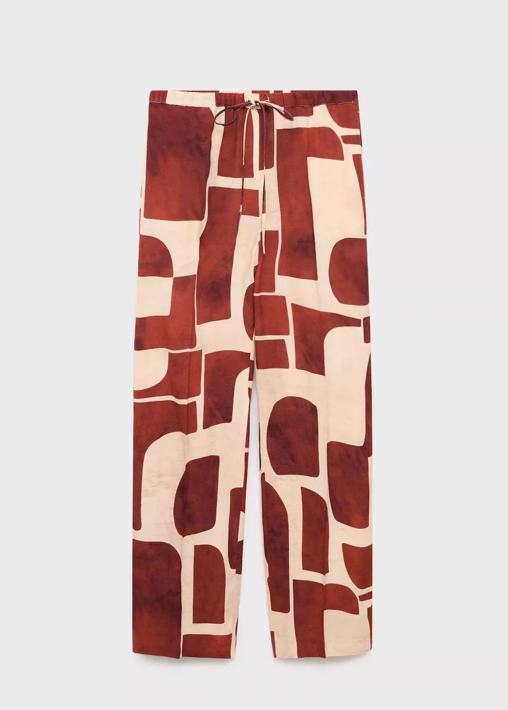 LIGHT BEIGE Fluid trousers with geometric pattern, Light Beige, large image number 14