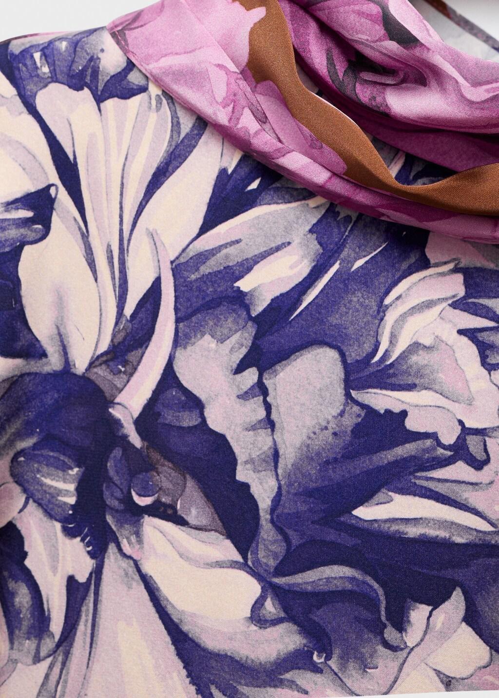 Purple Floral Blouse With Scarf, , large image number 2