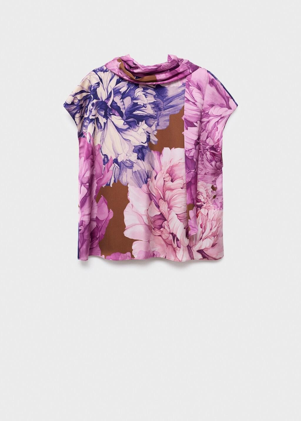 Purple Floral Blouse With Scarf, , large image number 7