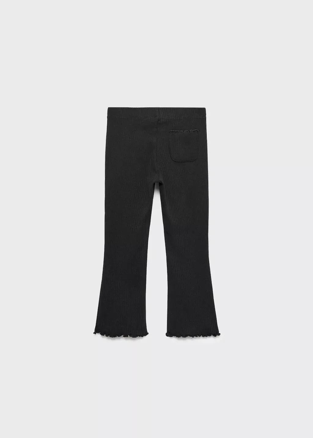 Black Ribbed Knit Flare Leggings, Black, large image number 1
