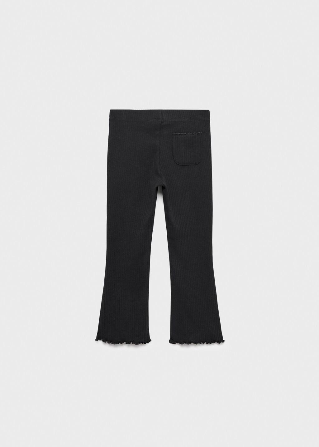 Black Ribbed Knit Flare Leggings, Black, large image number 2