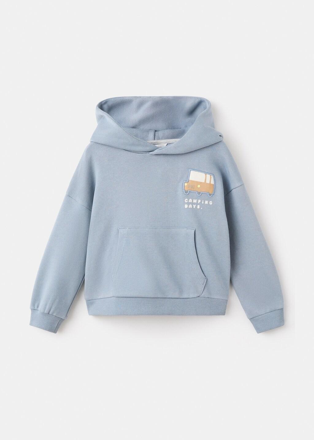 Blue Embroidered Hoodie, Baby Boys, Medium Blue, large image number 3