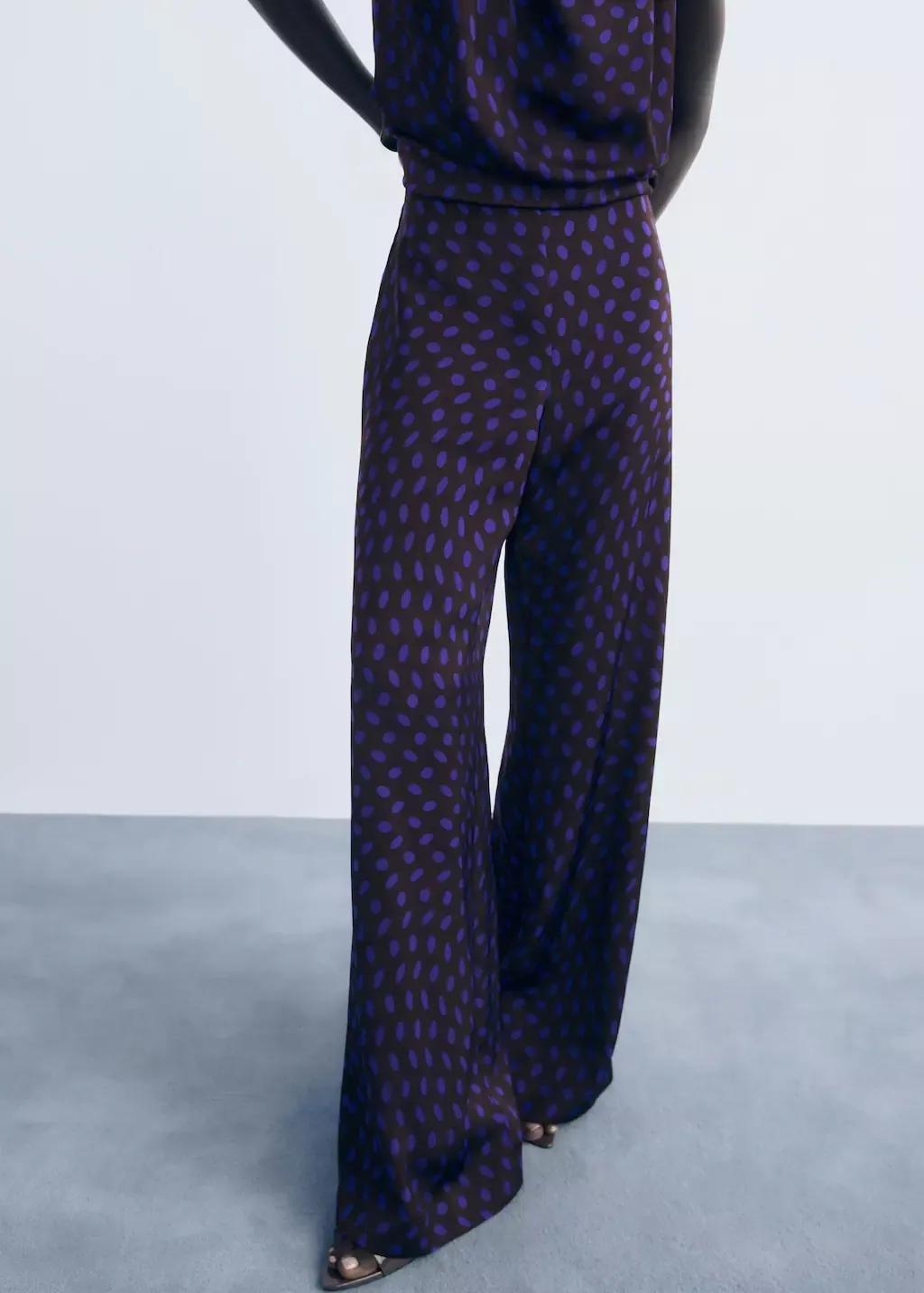Brown Polka Dots Flare Trousers, , large image number 0