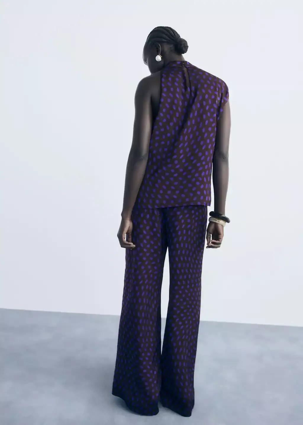 Brown Polka Dots Flare Trousers, Brown, large image number 4