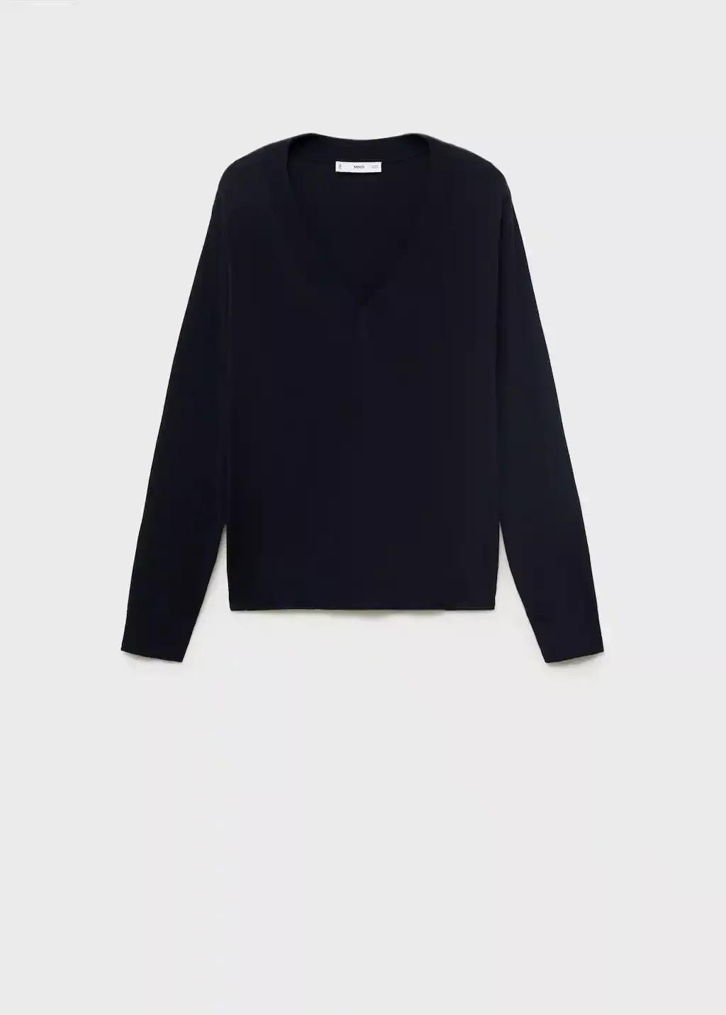 Navy V-Neck Knit Sweater, , large image number 0