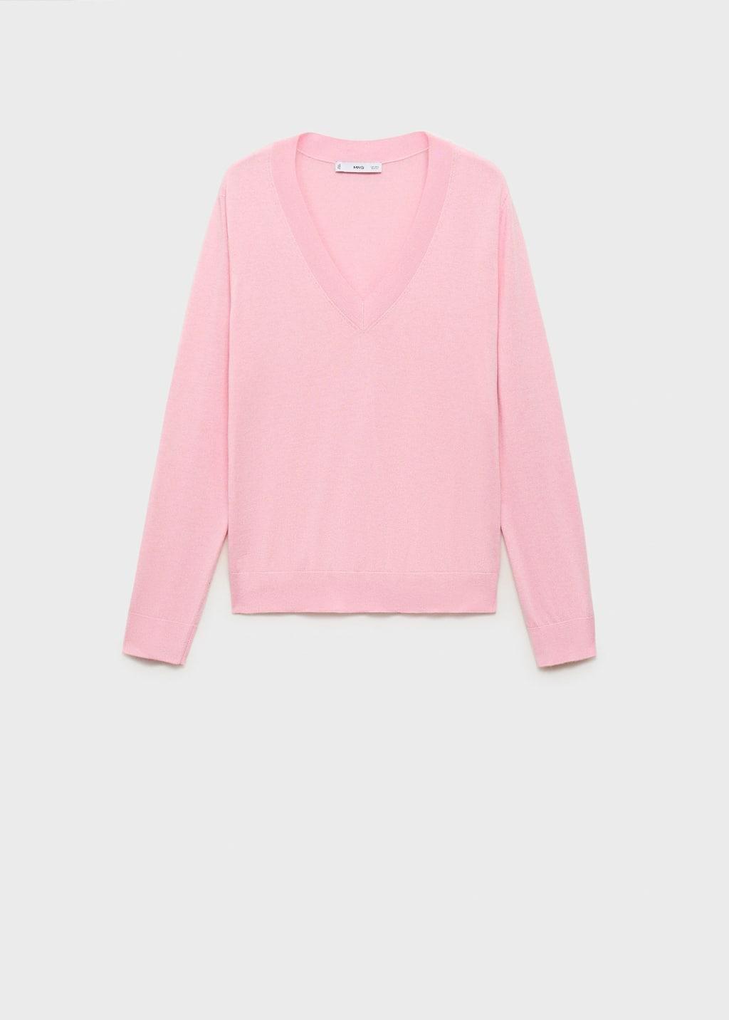 Pink V-Neck Knit Sweater, , large image number 0