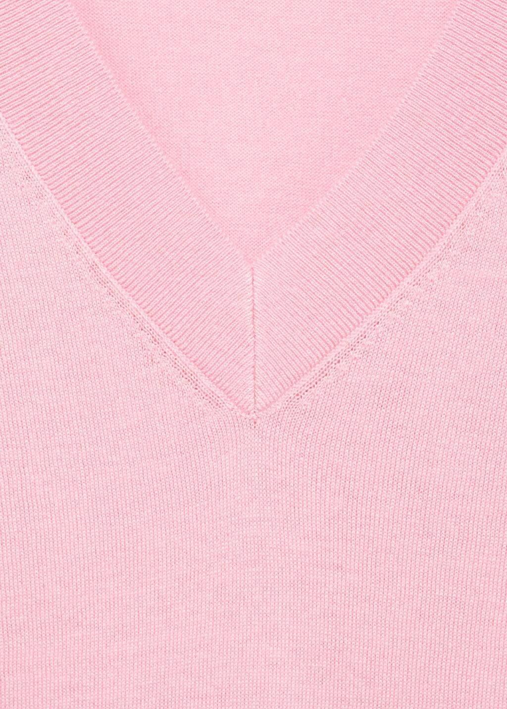 Pink V-Neck Knit Sweater, , large image number 1