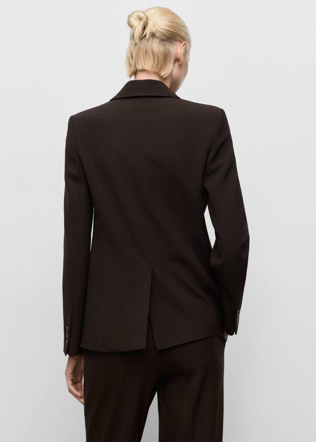 Brown Straight-Fit Suit Jacket, Dark Brown, large image number 3