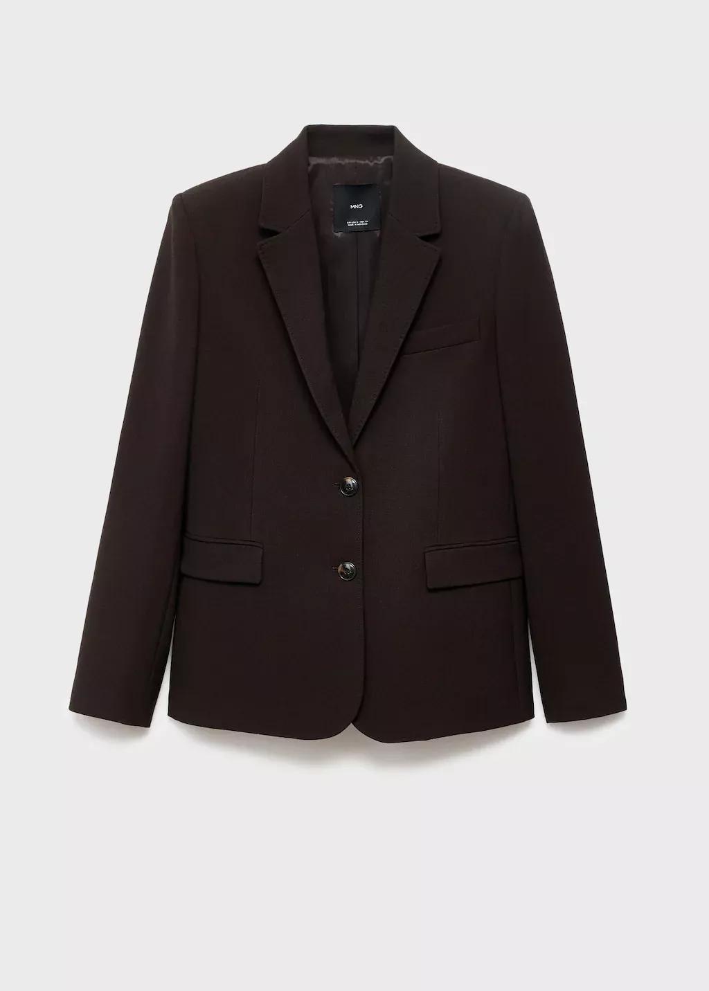 Brown Straight-Fit Suit Jacket, Dark Brown, large image number 6