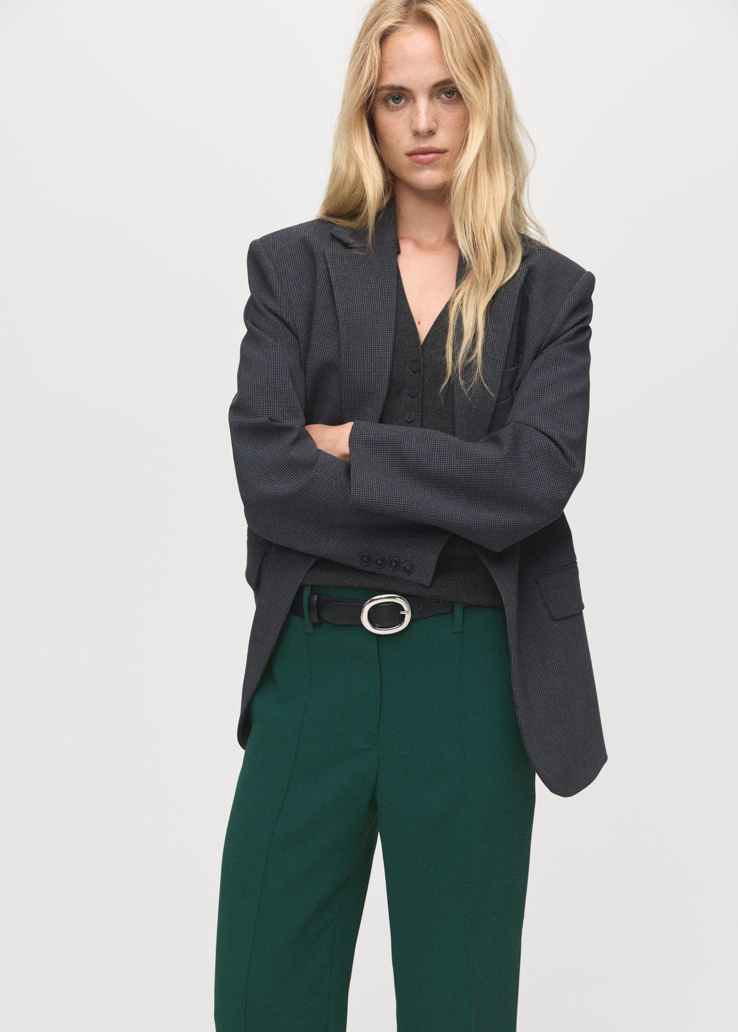 Green Straight Mid-Rise Trousers, , large image number 0