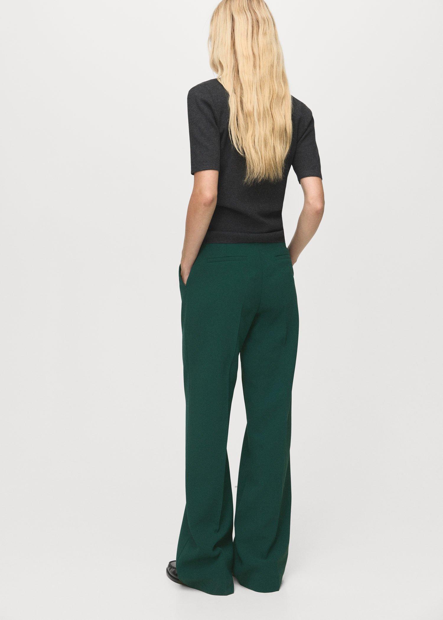 Green Straight Mid-Rise Trousers, , large image number 1
