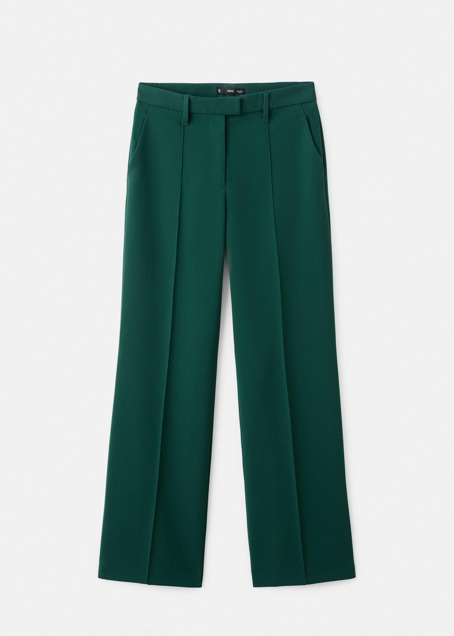 Green Straight Mid-Rise Trousers, , large image number 3
