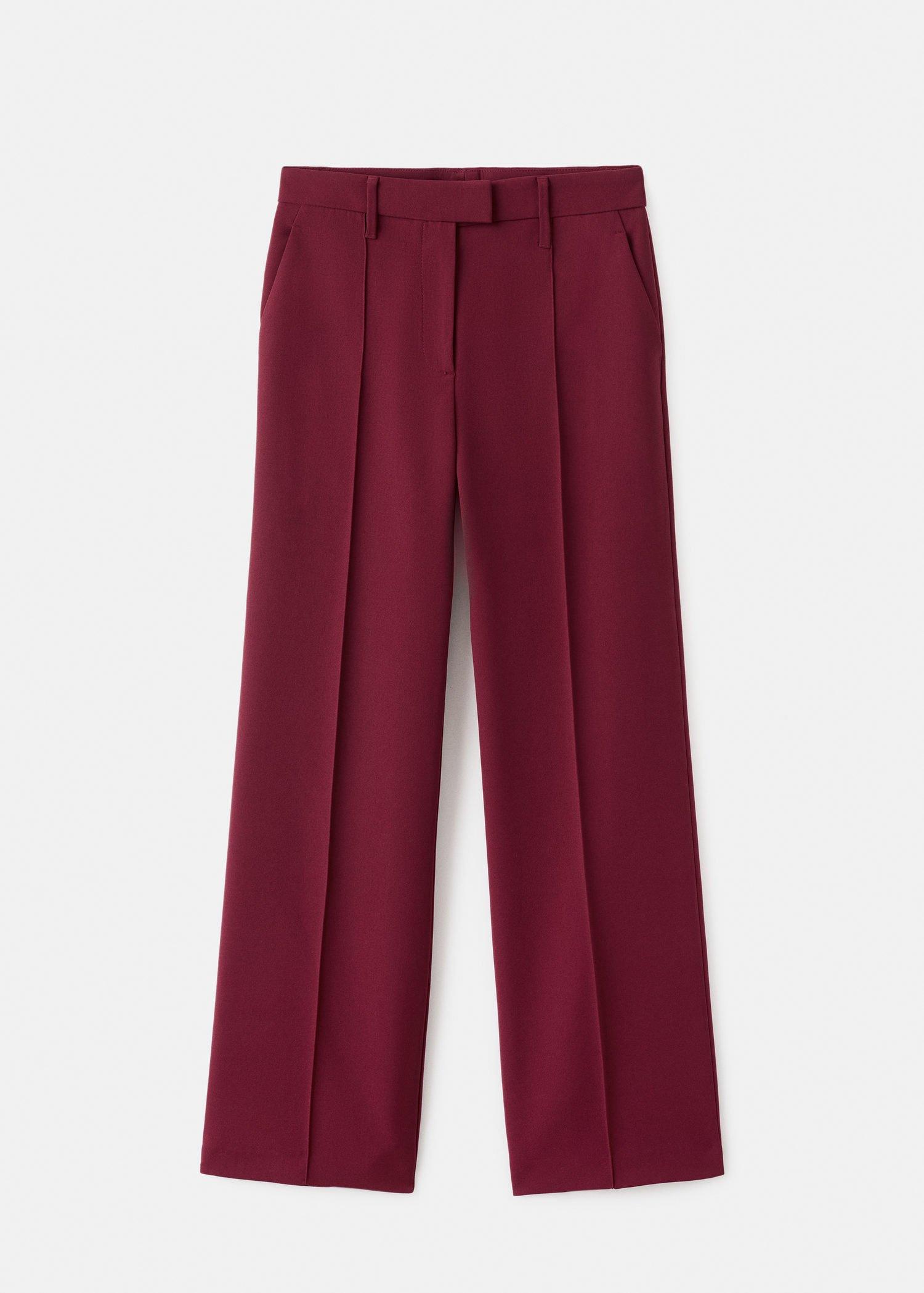 Red Straight Mid-Rise Trousers, 0201_78, medium