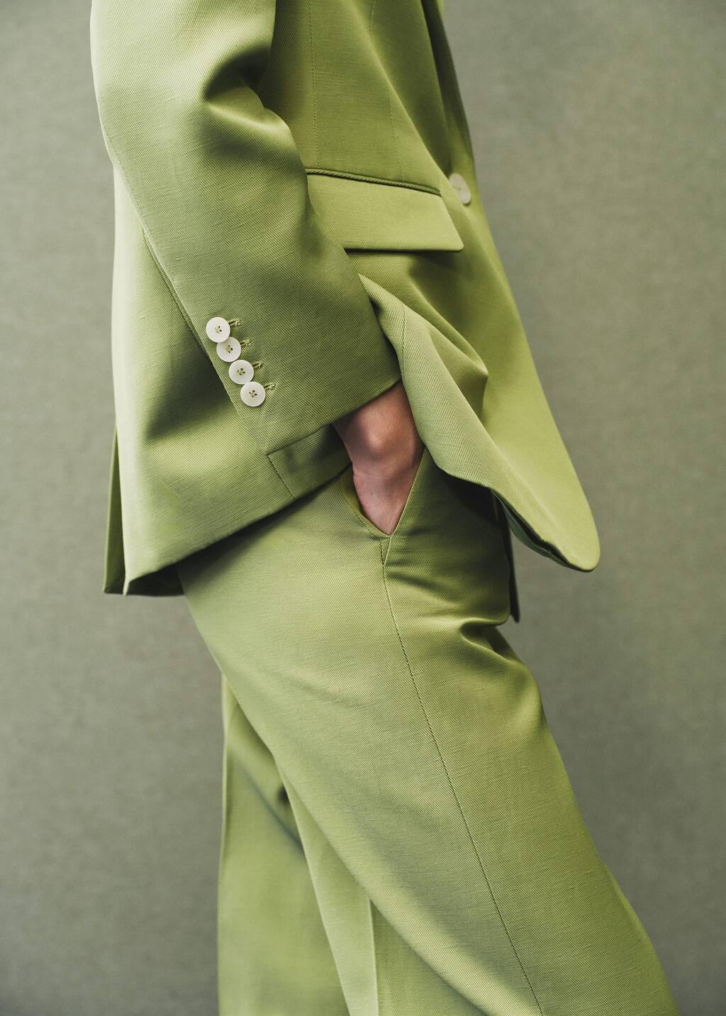 Green Linen-Blend Suit Jacket, 0201_43, medium