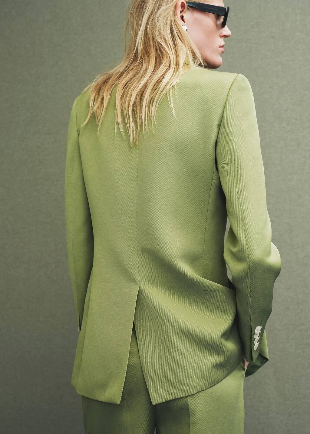 Green Linen-Blend Suit Jacket, , large image number 5