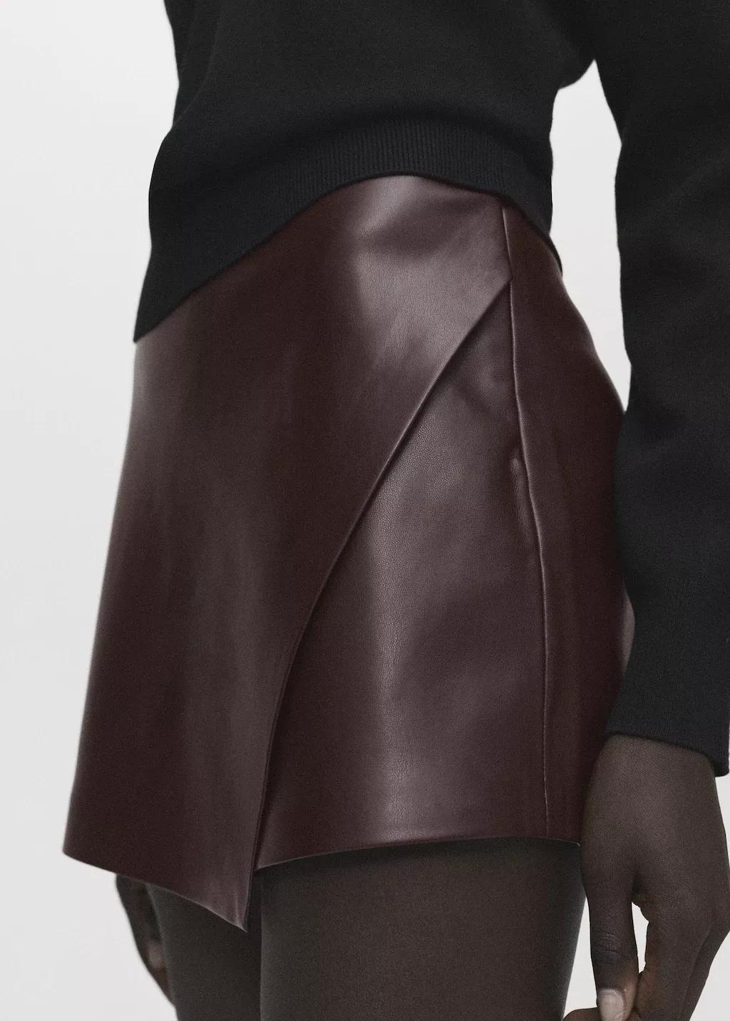 Brown Leather-Effect Culottes, Dark Brown, large image number 2
