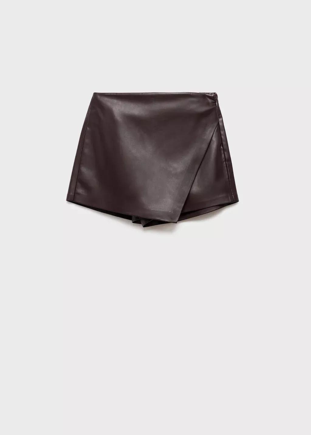 Brown Leather-Effect Culottes, Dark Brown, large image number 3
