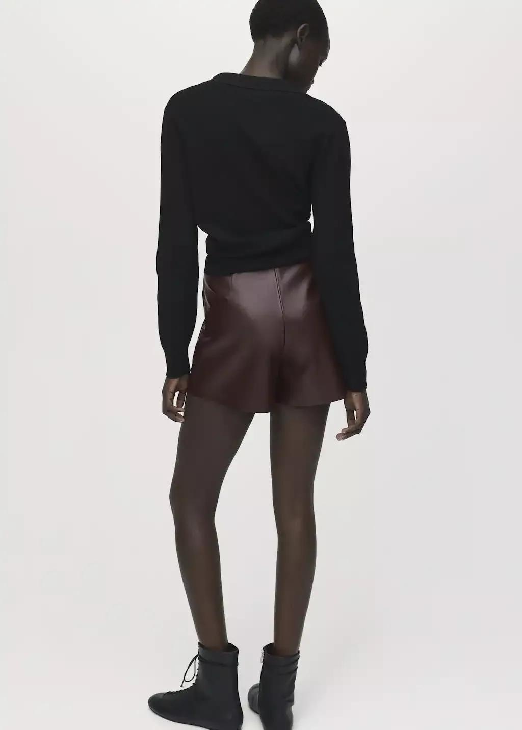 Brown Leather-Effect Culottes, Dark Brown, large image number 5