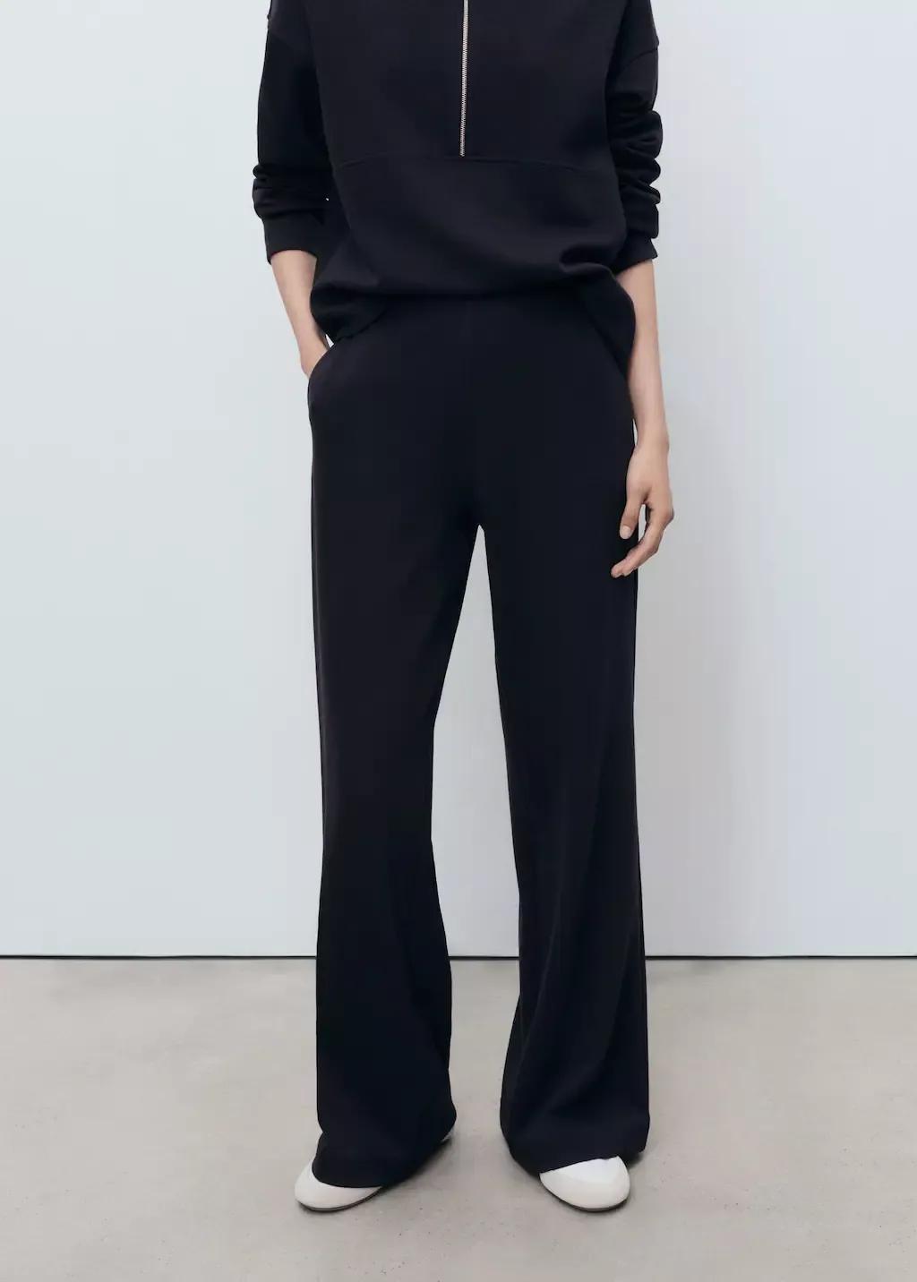 Navy Cotton Jogger-Style Trousers, , large image number 0