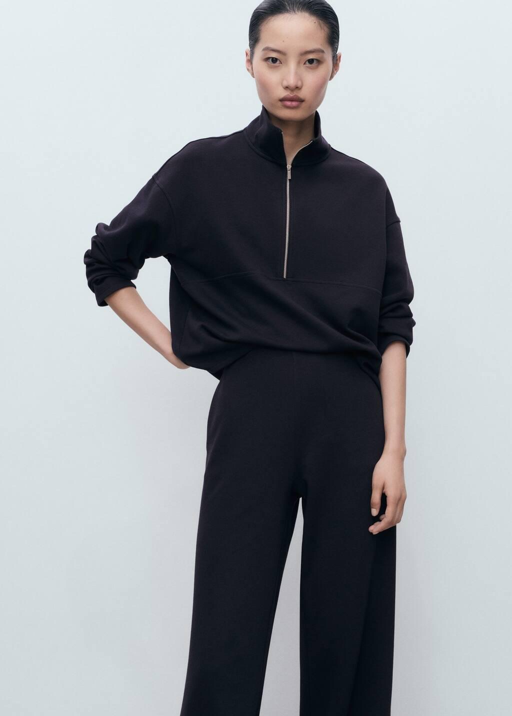 Navy Cotton Jogger-Style Trousers, , large image number 1