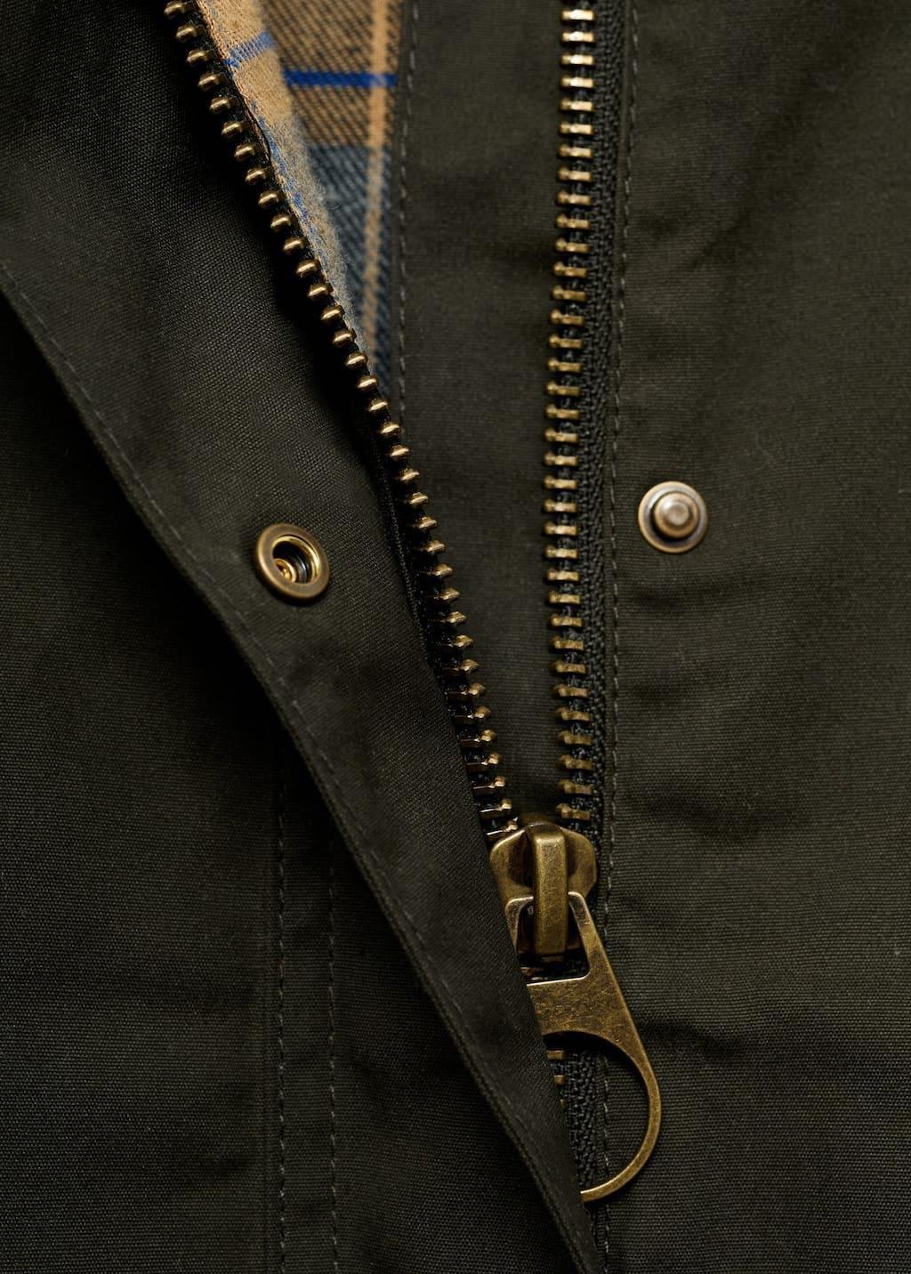 Khaki Cotton Parka With Corduroy Collar, , large image number 1