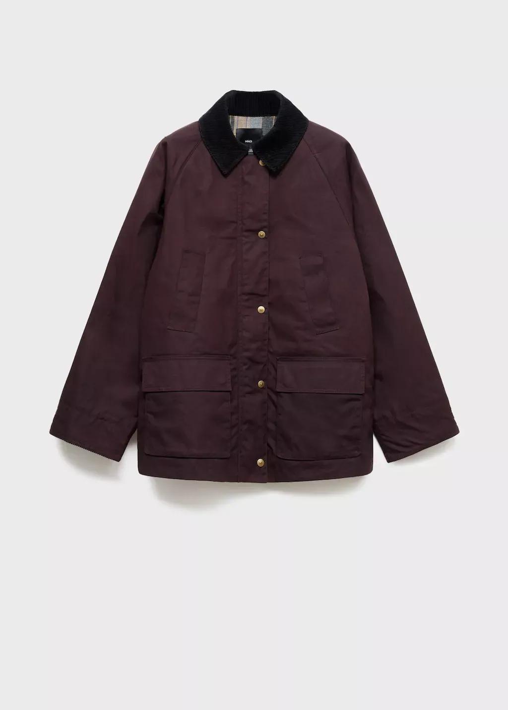 Red Cotton Parka With Corduroy Collar, , large image number 3