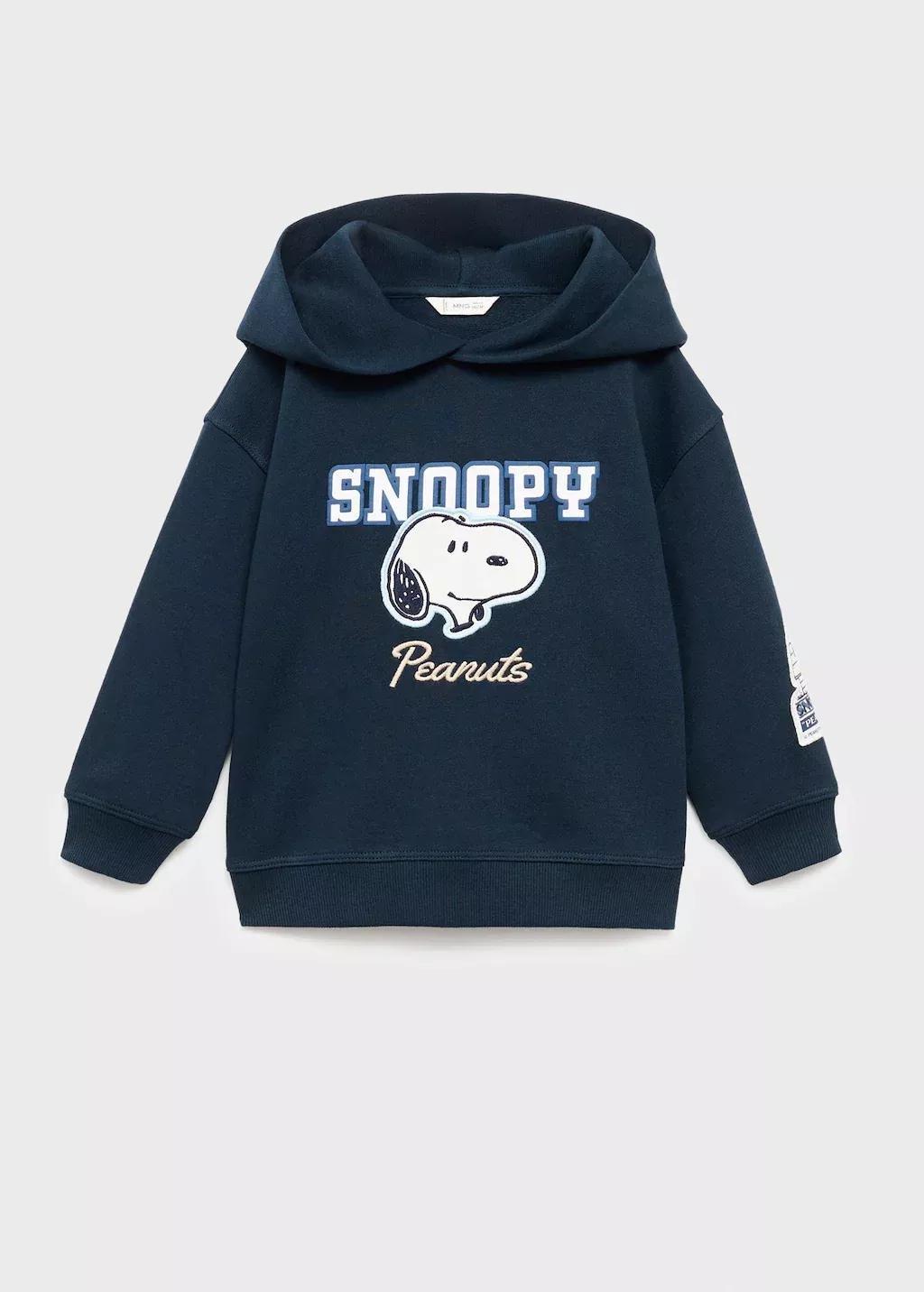 Navy Hooded Snoopy Sweatshirt, Baby Boys, Navy, large image number 0