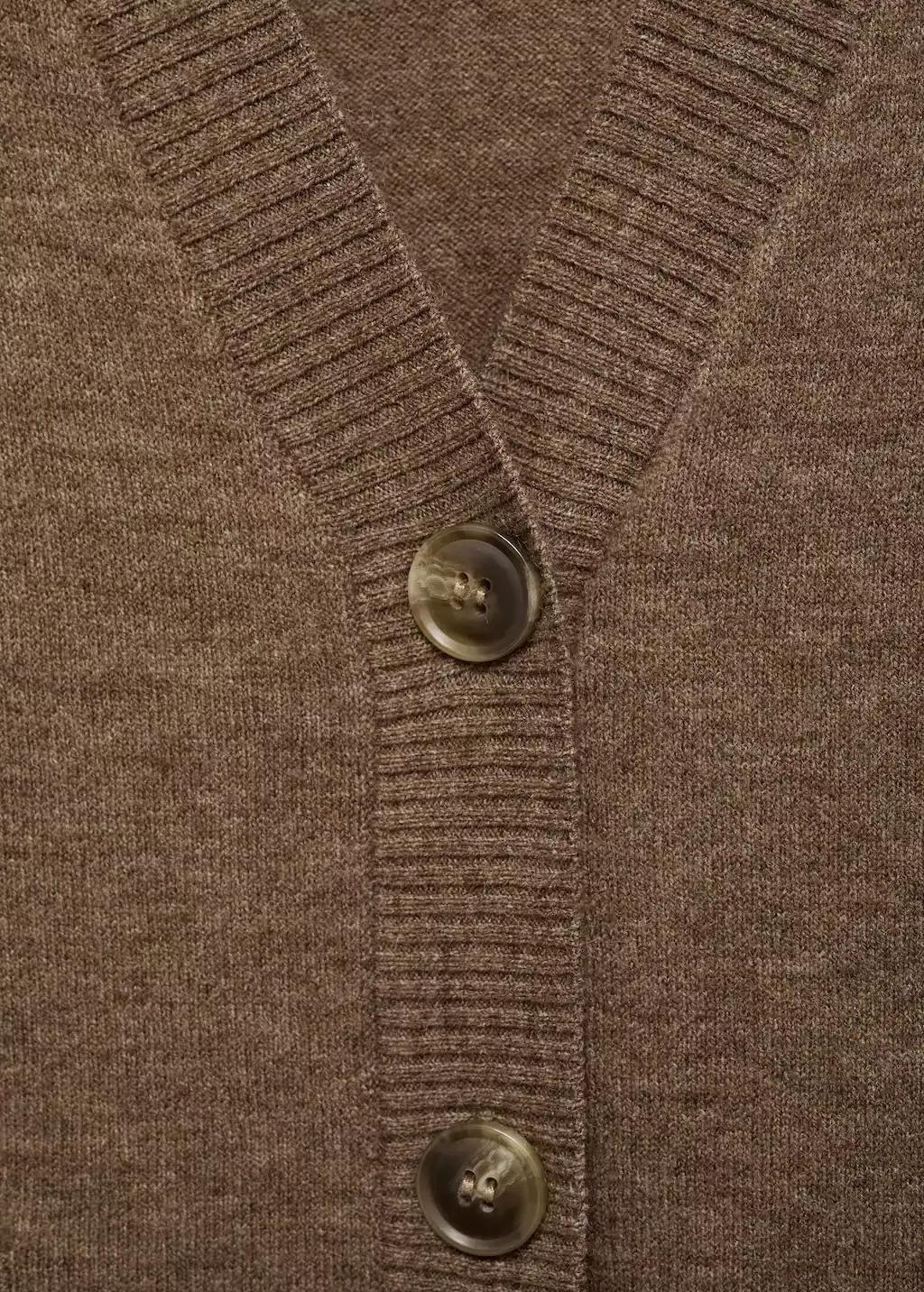 Brown V-Neck Cardigan With Pockets, Medium Brown, large image number 4