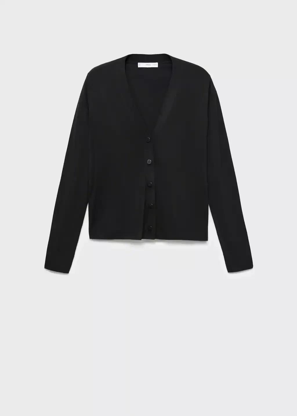 BLACK V-neck knitted cardigan, 0201_99, medium