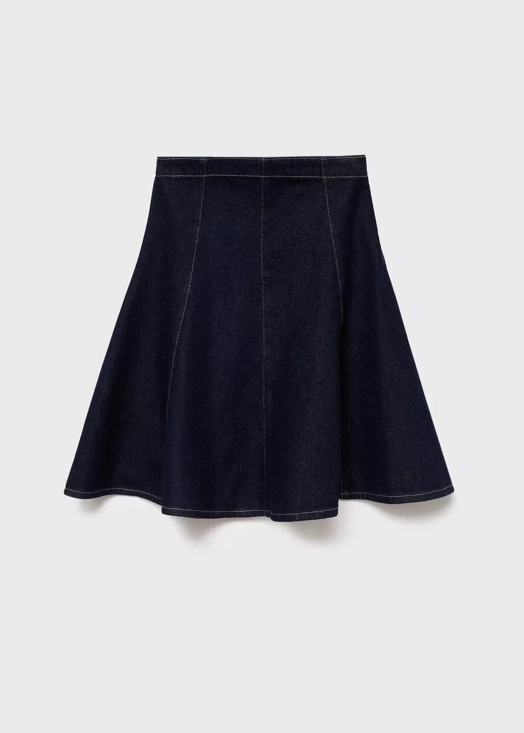 Blue Denim Midi-Skirt With Stitching, Open Blue, large image number 0