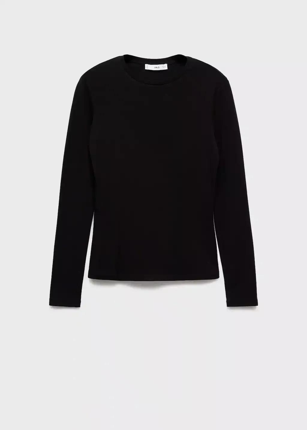 Black Long Sleeve T-Shirt, Black, medium