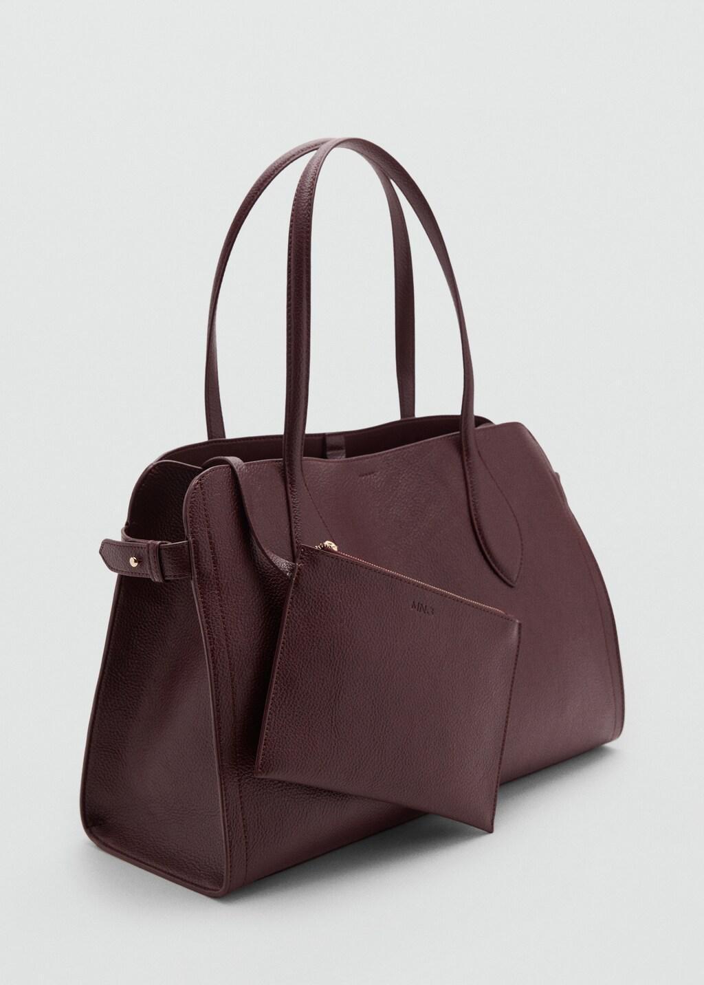 DARK RED Medium bag with pebbled leather effect, 0201_78, large image number 0