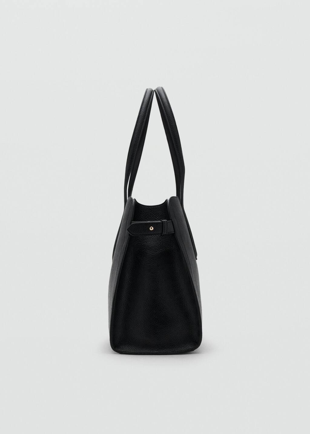 Black Bag With Pebbled Leather Effect, Black, large image number 1