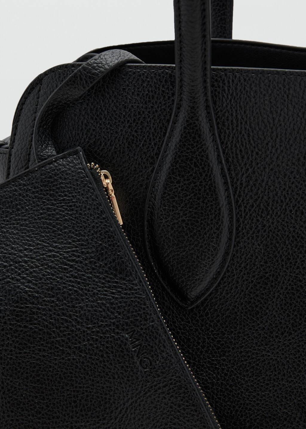 Black Bag With Pebbled Leather Effect, Black, large image number 2