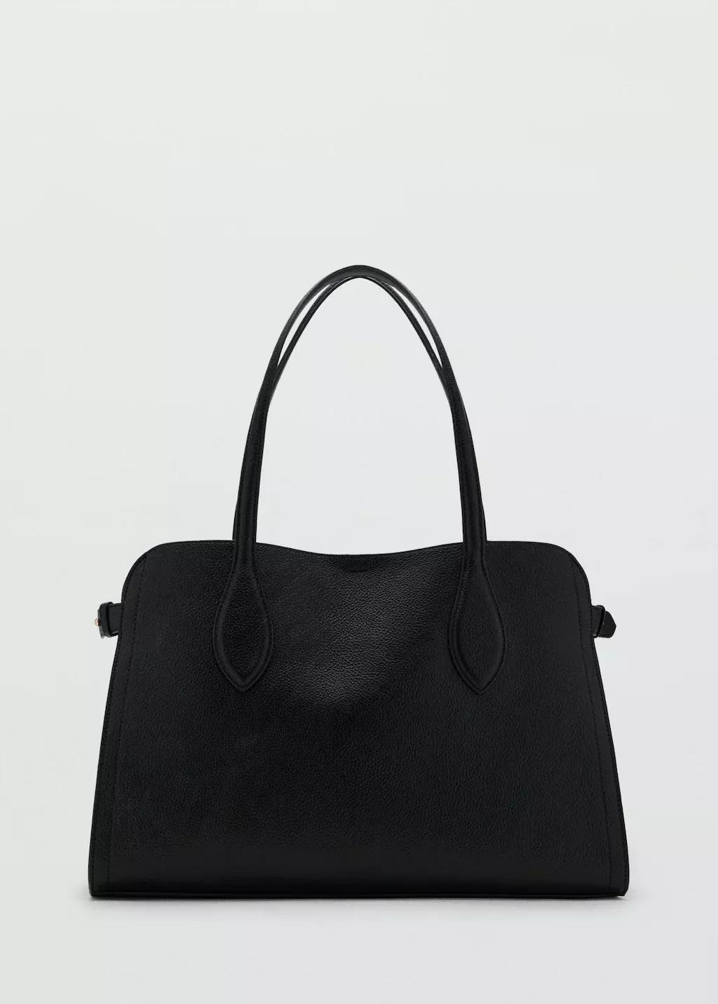 Black Bag With Pebbled Leather Effect, Black, large image number 3