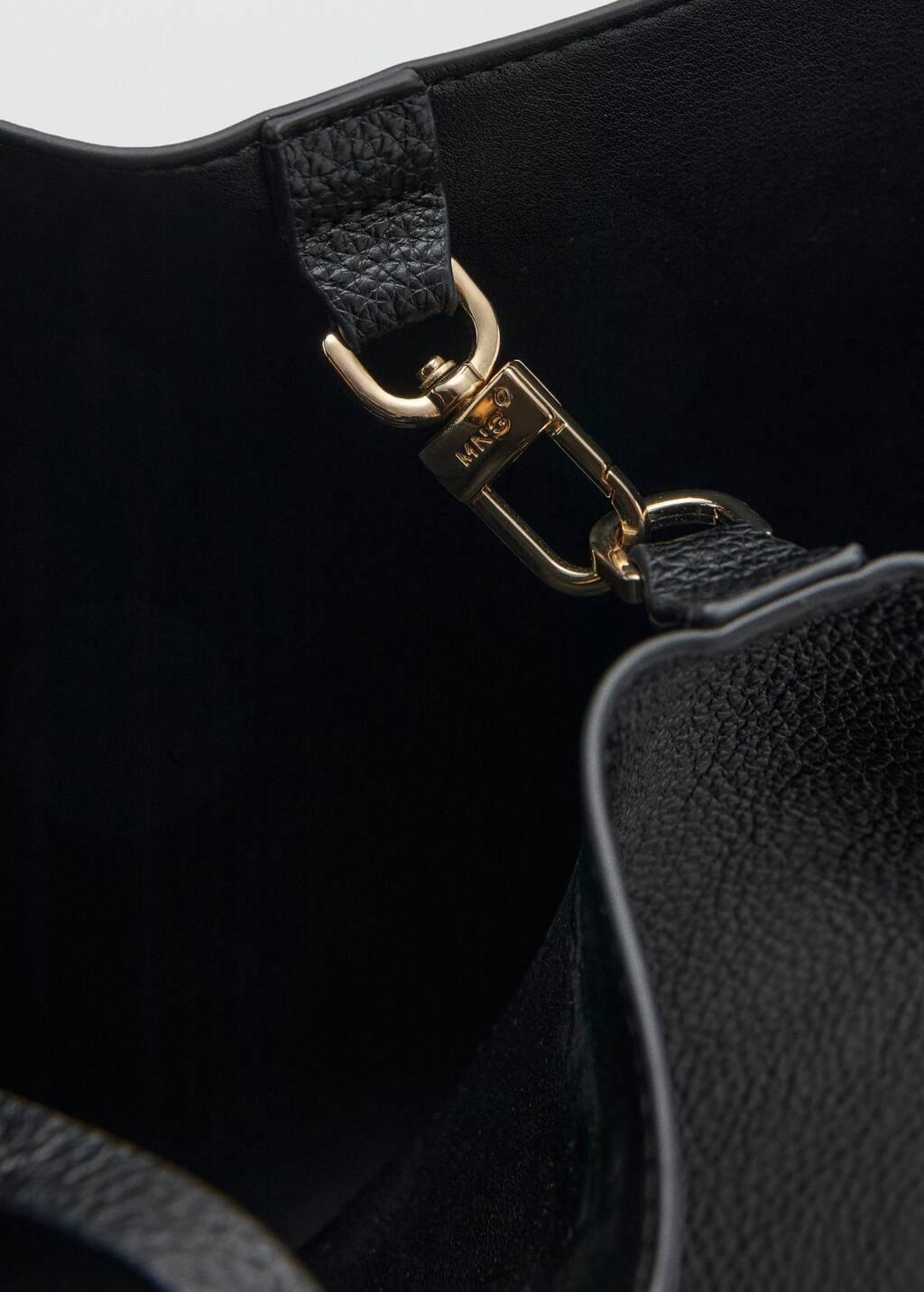 Black Bag With Pebbled Leather Effect, Black, large image number 4