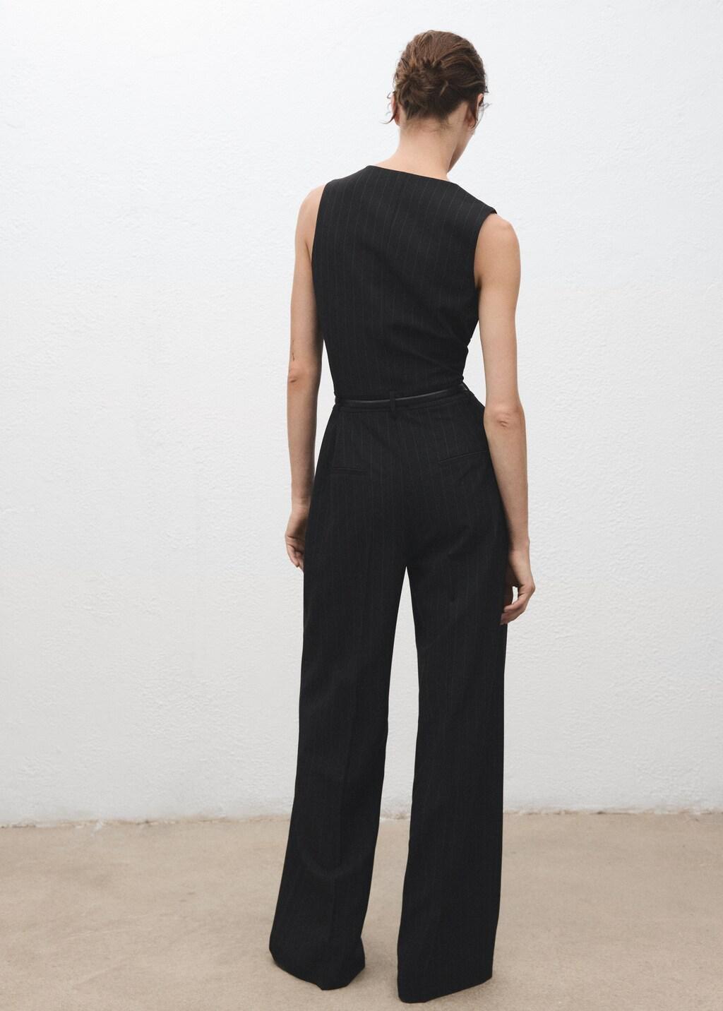 Navy Pinstripe Jumpsuit With Belt, 0201_56, large image number 2