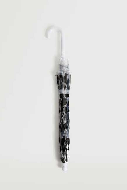 Grey Leopard Print Umbrella, Kids Girl, , large image number 0