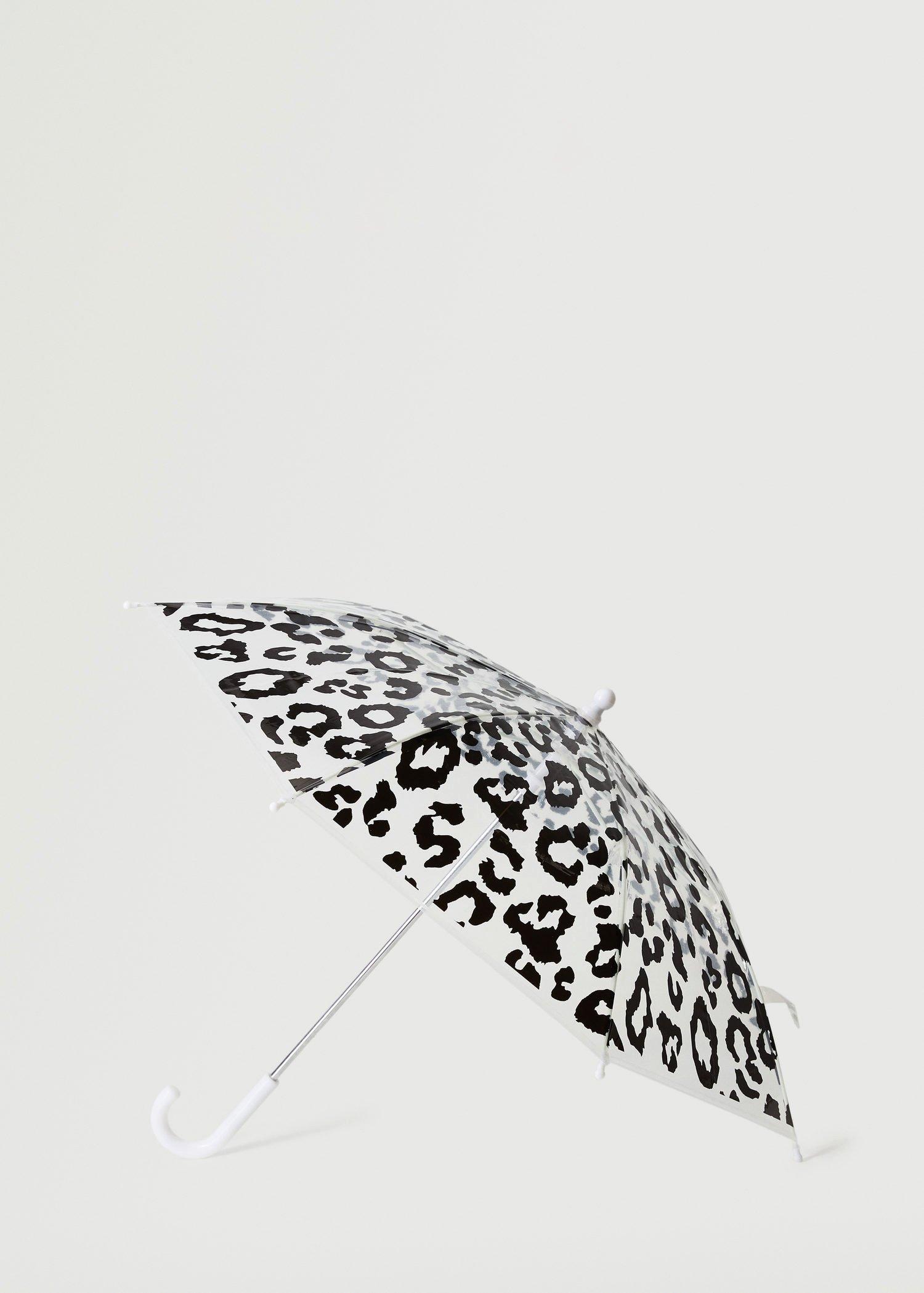 Grey Leopard Print Umbrella, Kids Girl, , large image number 2