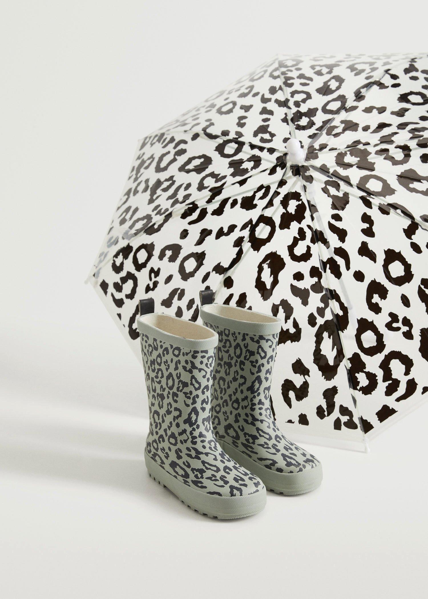 Grey Leopard Print Umbrella, Kids Girl, , large image number 4