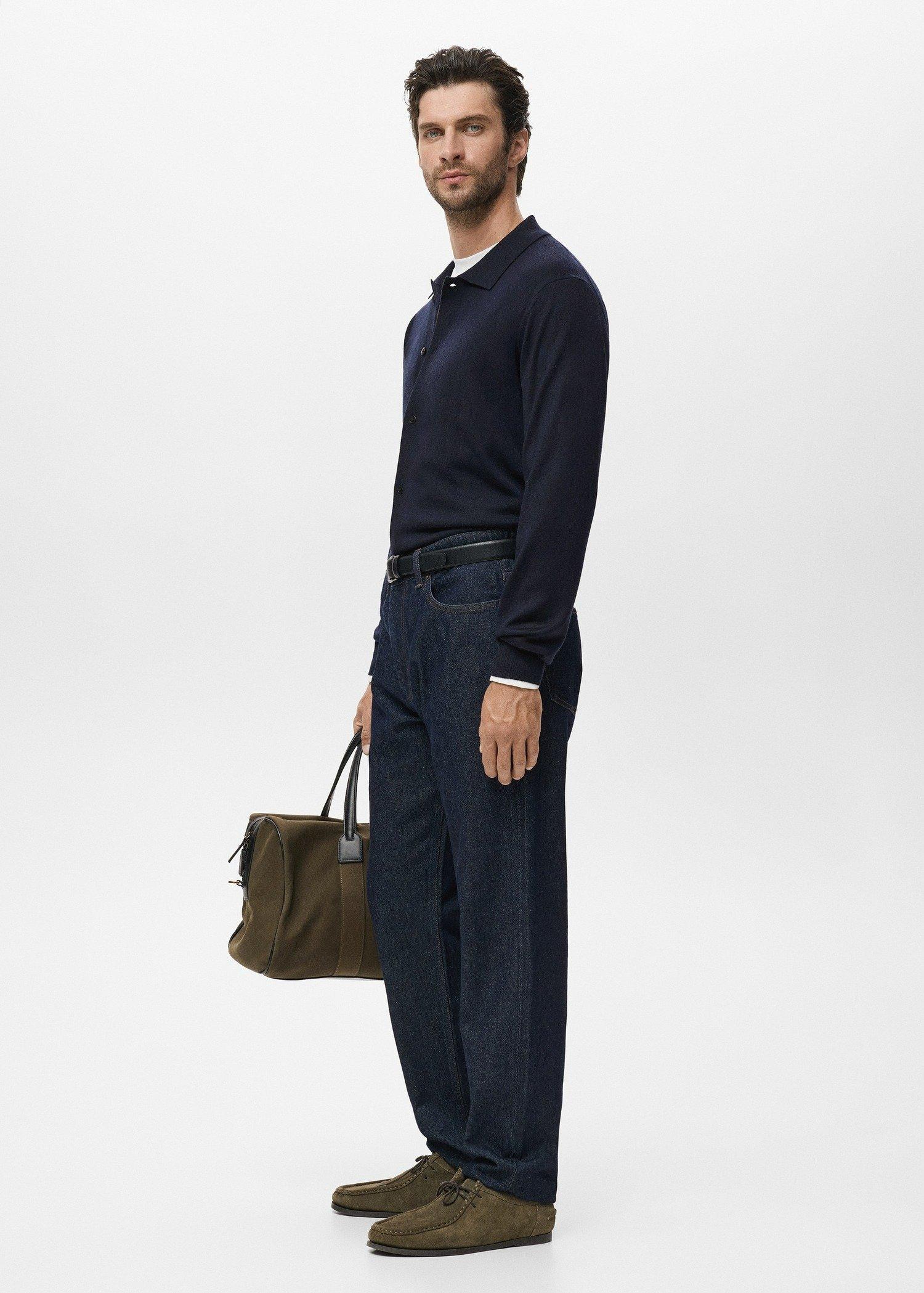 Navy Merino Wool Cardigan, Navy, large image number 2